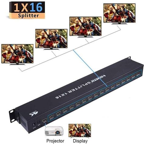 4K Rack Mount HDMI Splitter 16 Port by Anlink-1x16 Ultra HD HDMI TV Splitter, 4K 60Hz, Powered HDMI Supports 4K/5MP/1080P and 3D for Xbox PS4 PS3 Fire Stick Blue Ray Apple TV HDTV-Adapter Included