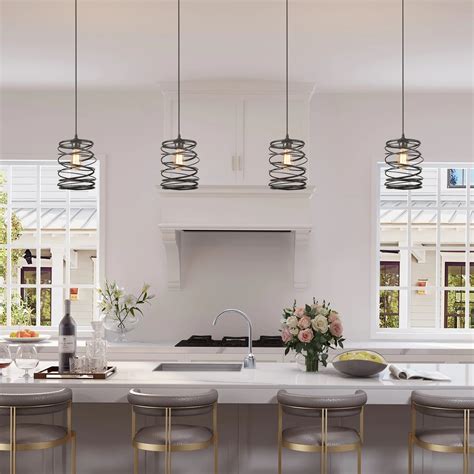 5-Light Kitchen Island Pendant Lighting Industrial Metal Island Chandelier Adjustable Chain for Dinning Room Kitchen