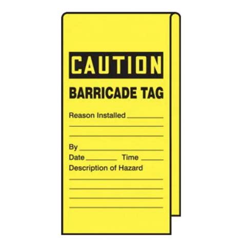Accuform TAT112 Wrap 'n Stick Tag, Legend"Caution Barricade TAG", 12" Length x 3.125" Width, Adhesive Vinyl, Black on Yellow (Pack of 25)