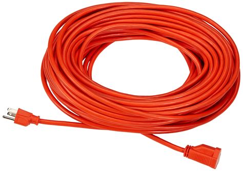 Amazon Basics 50-Foot 3-Prong Vinyl Indoor/Outdoor Extension Cord with 3 Outlets - 15 Amps, 1875 Watts, 125 VAC, Orange