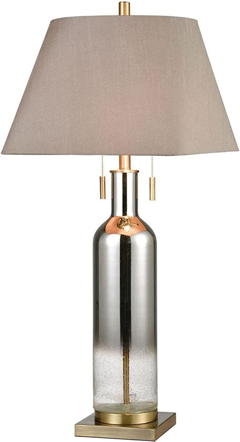 ☑ Elk Lighting D4280 Scribe 2-Light Table Lamp, Chrome Seeded Glass, Satin Brass