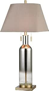 ☑ Elk Lighting D4280 Scribe 2-Light Table Lamp, Chrome Seeded Glass, Satin Brass