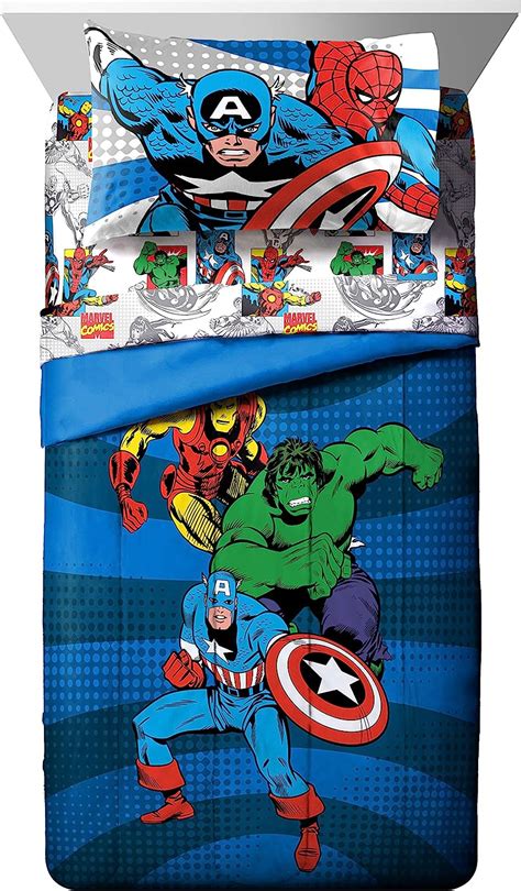 Jay Franco Avengers Comics Good Guys 5 Piece Full Bed Set (Offical Marvel Product)