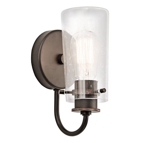 Kichler Braelyn 9.5" 1 Light Wall Sconce with Clear Seeded Glass Classic Pewter