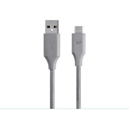 Monoprice USB Type C to USB-A 2.0 Cable - 6 Feet - White, 480Mbps, 2.4A, Braided - Palette Series