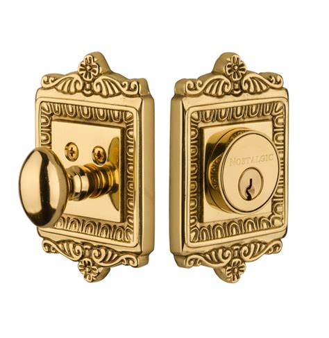 Best Cyber Deals 🔥 Nostalgic Warehouse Egg & Dart Plate with Keyhole Round Clear Crystal Glass Knob, Mortise - 2.25", Polished Brass
