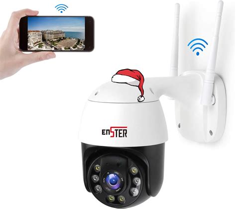 PTZ Camera,360Pan 90Tilt 4 x Zoom WiFi Security Camera Outdoor,Light Color Night Vision Metal 24/7 Home Security Camera,ENSTER 1080P Waterproof IP Surveillance with PIR Motion Detection,Two-Way Audio