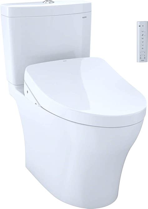TOTO MW4463046CUMG#01 WASHLET+ Aquia IV 1G Two-Piece Elongated Dual Flush 1.0 and 0.8 GPF Toilet with S500e Electric Bidet Seat, Cotton White