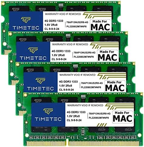 Timetec 16GB KIT(4x4GB) Compatible for Apple DDR3 1333MHz PC3-10600 CL9 for iMac (Mid 2010 27 inch, Mid 2011 21.5/27 inch) SODIMM Memory Module MAC RAM Upgrade for iMac 11,3 / iMac 12,1 / iMac 12, 2