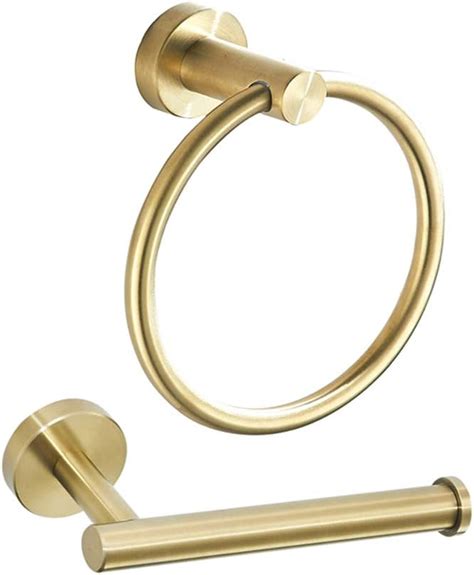 WEIKO Gold Bathroom Hardware Set, Includes Brushed Gold Towel Bar Toilet Paper Holder Towel Holder and Robe Hook Wall Mount Bathroom Accessories 4 Pieces