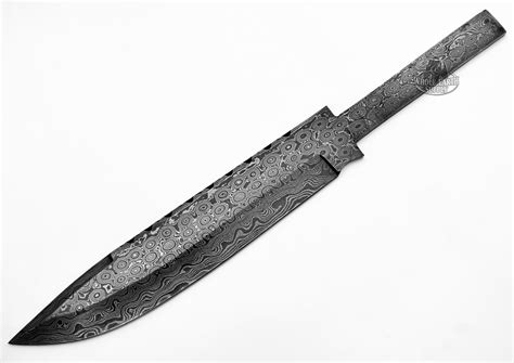 Whole Earth Supply Large Damascus High Carbon Steel Bowie Hunting Blank Blanks Blade Hunting Knife Knives Making 1095HC